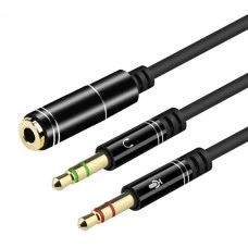 Headphone Splitter For Computer 3.5mm Female to 2 Dual 3.5mm Male Headphone Mic Audio PC Adapter