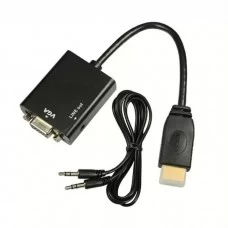 HDMI-M to VGA + 3.5MM Audio OUT 10cm Cable Adapter