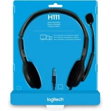אוזניות Logitech Stereo Headset H111 עם מיקרופון בצבע כסוף שחור עם חיבור PL המותאם למחשבים ניידים אוזניות Logitech Stereo Headset H111 עם מיקרופון בצבע כסוף שחור עם חיבור PL המותאם למחשבים ניידים