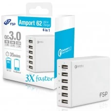 FSP 6-Port Quick Charge 3.0 USB Charger for Mobile, Tablet with auto-detect function