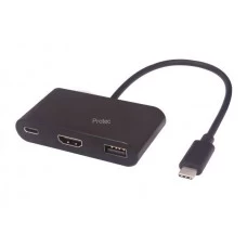 Protec DM117 USB Type C to HDMI+USB3.0+Type C Female כבל מתאם תצוגה ומפצל כולל טעינה 