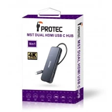 Protec DM188 USB-C to 9 in 1 2xHDMI 4K*2K/2xUSB 3.0/Type C(F)/Type C(M)/RJ45/SD-TF Card reader/VGA 