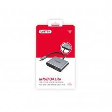 Unitek (D1049A) uHUB Q4 Lite 4-in-1 USB-C Hub with MST Dual Display and PD 100W