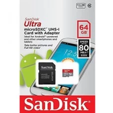 Sandisk microSDHC 64GB Class10 Card & Adapter