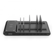 Unitek (Y-2192) 96W 8-Port USB עמדת טעינה מהירה חכמה כולל טעינה אלחוטית לכל סוגי ניידים וטאבלטים
